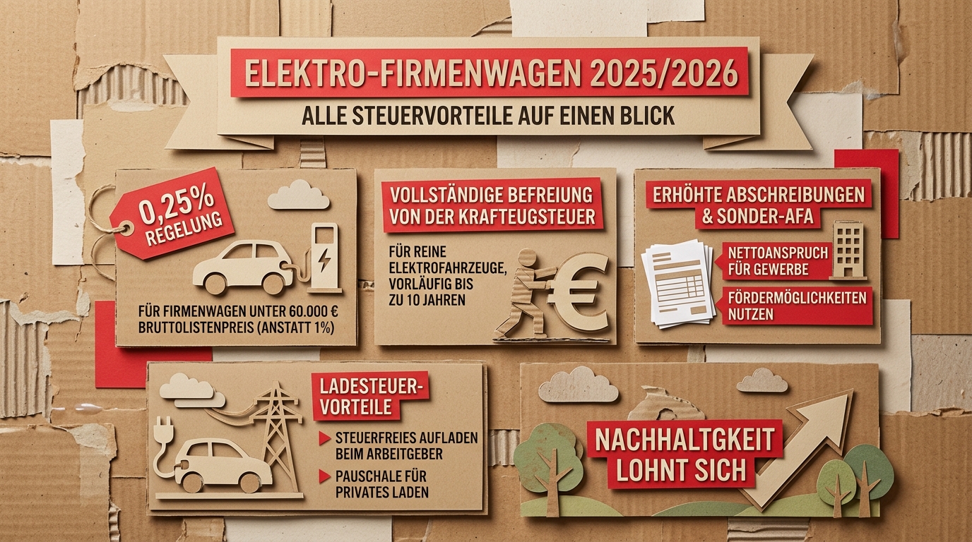 Elektro-Firmenwagen 2025/2026: Alle Steuervorteile auf einen Blick